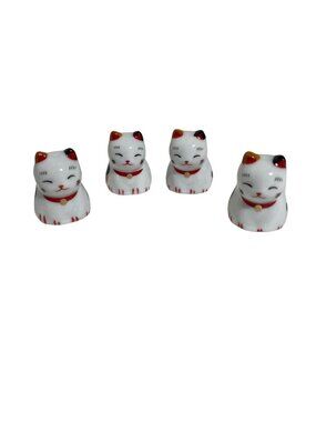Lucky Cat Chopsticks Holders - New - Set of 4
